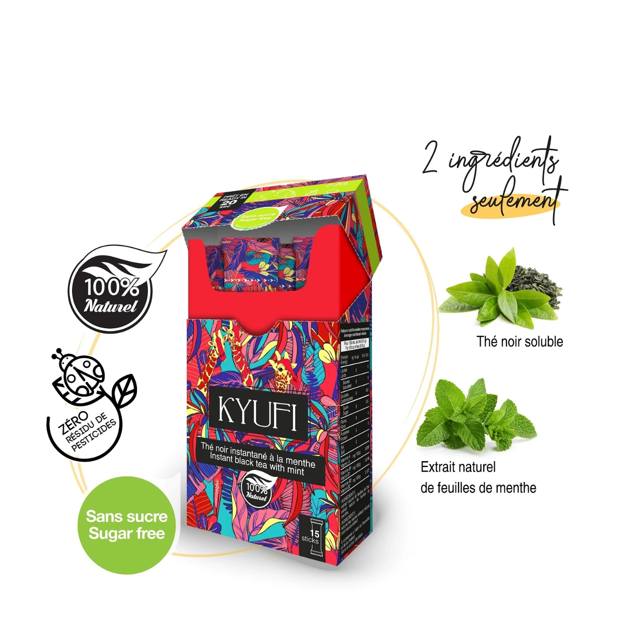 KYUFI Instant Black Tea with Mint - Sugar Free