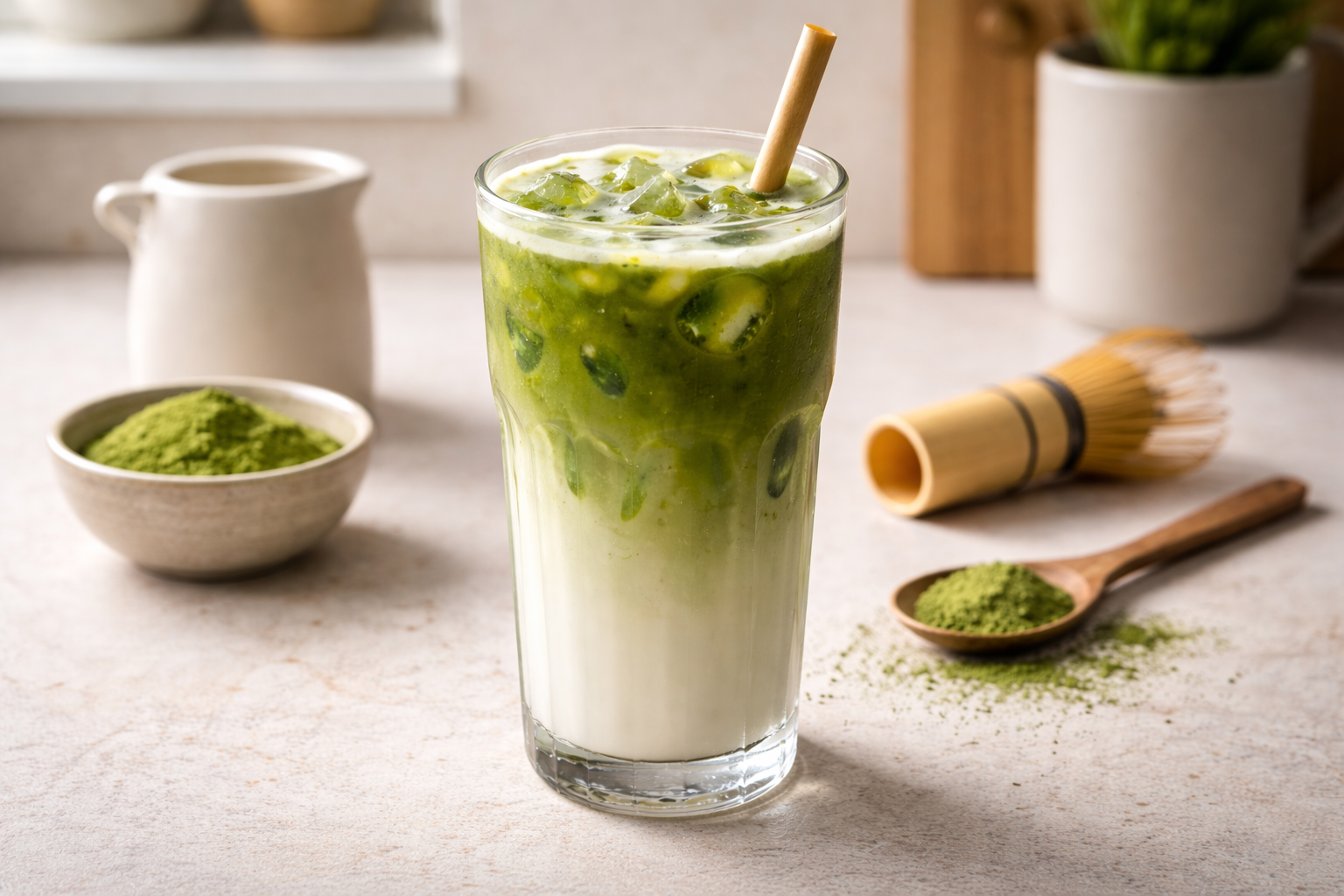 recette iced matcha latte maison