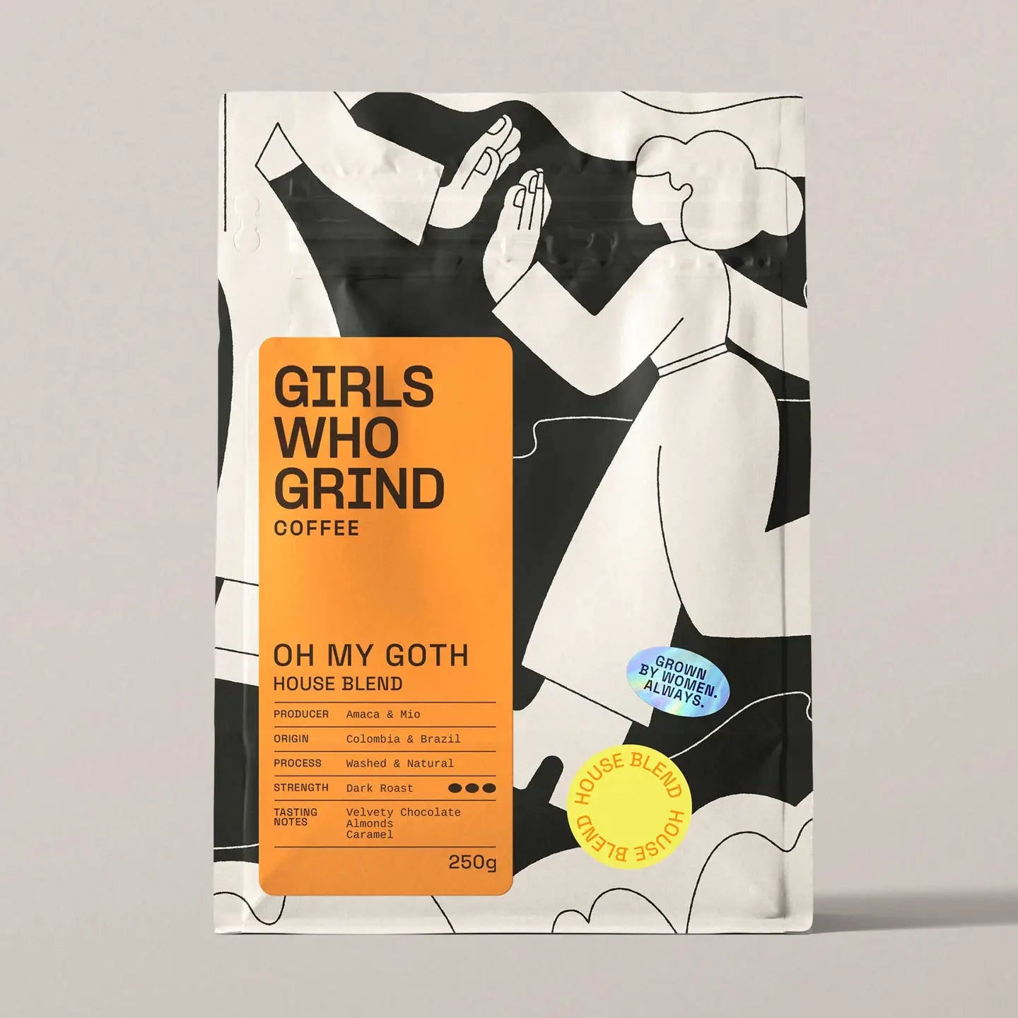 Kaffeebohnen girls who grind coffee