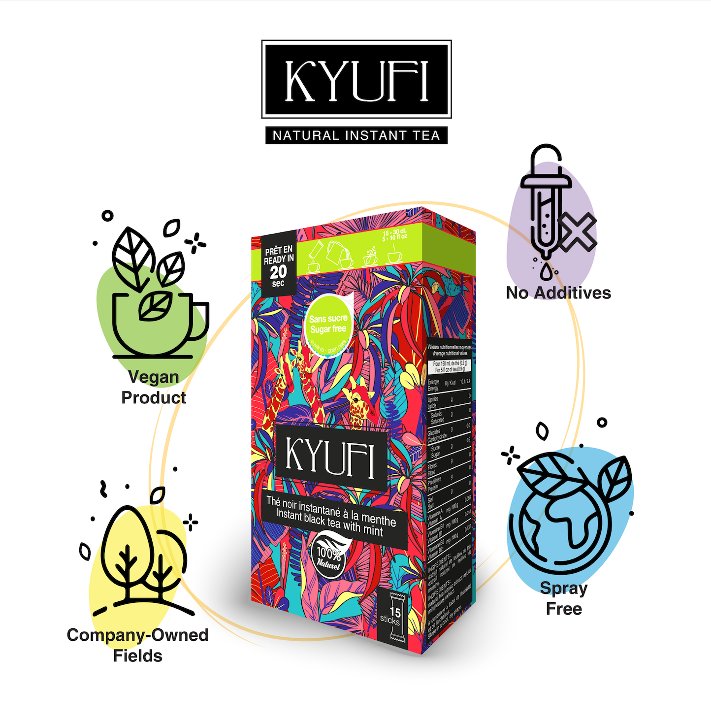 KYUFI Instant Black Tea with Mint - Sugar Free