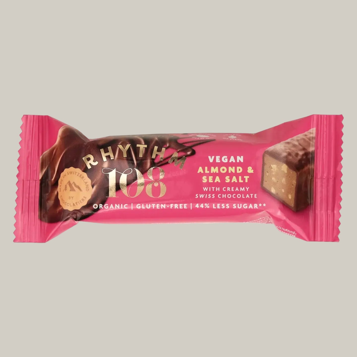 Barre de chocolat Suisse rythm 108 aux amandes 